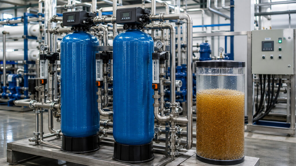 Sistema de resinas de troca iônica para tratamento industrial de água