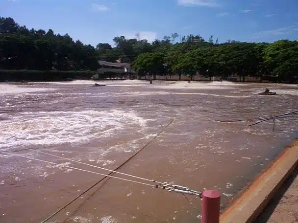 Indústria Laticínio com lagoa contaminada depois do uso de microrganismos para descontaminação